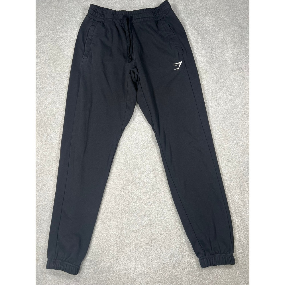 Gymshark Mens Black Crest Joggers Sweatpants Size Small Slim Fit Tapered Gymwear